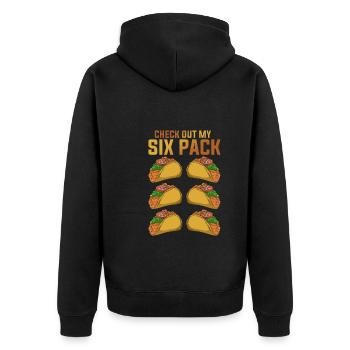 Mexikanisches Essen Sixpack Lustiges Geschenk Taco - Unisex Premium Bio Zip Hoodie - Schwarz - Hinten - Nico (187cm)