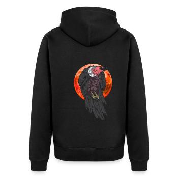 Bird of Prey Scavenger Animal Gift Full Moon Vulture - Unisex Premium Organic Zip Hoodie - black - Back - Nico (187cm)