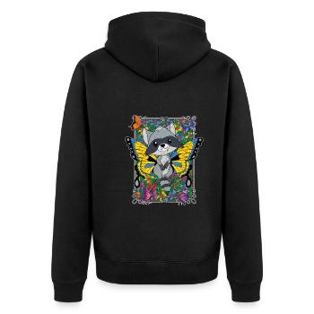 Insekt Wald Tier Geschenk Schmetterling Waschbär - Unisex Premium Bio Zip Hoodie - Schwarz - Hinten - Nico (187cm)