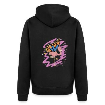 Cadeau d’oiseau tropical Papillon Flamant rose - Veste à capuche bio Premium Unisexe - noir - Dos - Nico (187cm)