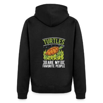 Ozeantier Meerestier Geschenk Lustiges Schildkröte - Unisex Premium Bio Zip Hoodie - Schwarz - Hinten - Nico (187cm)