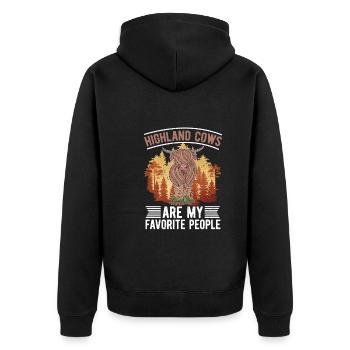 Hochlandrinder sind meine liebsten Menschen Tier - Unisex Premium Bio Zip Hoodie - Schwarz - Hinten - Nico (187cm)