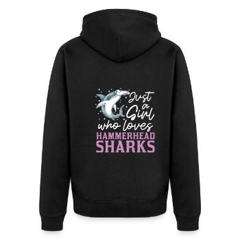 Tier Hai Meerestier Mädchen Geschenk Hammerhai - Unisex Premium Bio Zip Hoodie - Schwarz - Hinten - Nico (187cm)