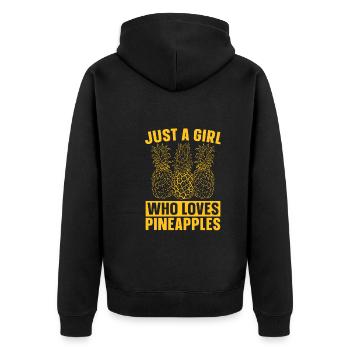 Tropical Fruit Fruit Girl Gift Pineapple - Unisex Premium Organic Zip Hoodie - black - Back - Nico (187cm)