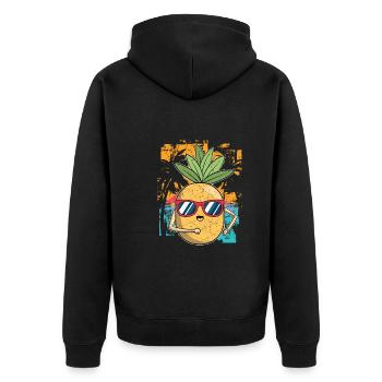 Lustiges Obst Geschenk Coole Sonnenbrille Ananas - Unisex Premium Bio Zip Hoodie - Schwarz - Hinten - Nico (187cm)