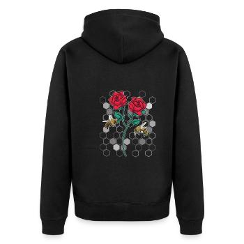 Jardin botanique Floral Cadeau Abeille Rose - Veste à capuche bio Premium Unisexe - noir - Dos - Nico (187cm)