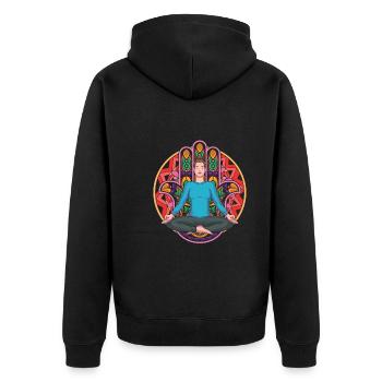 Colorful Mandala Yogi Gift Yoga - Unisex Premium Organic Zip Hoodie - black - Back - Nico (187cm)