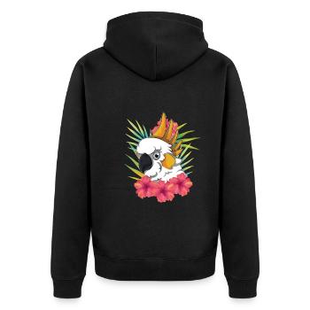 Perroquet Hibiscus oiseau Floral cadeau cacatoès - Veste à capuche bio Premium Unisexe - noir - Dos - Nico (187cm)