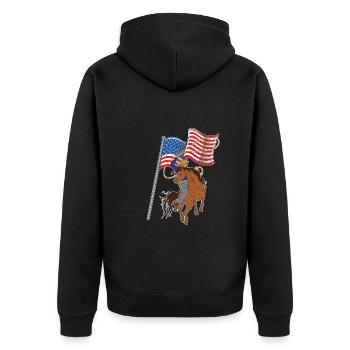 Drapeau des États-Unis chevaux texans cadeau Lariat Cowboy - Veste à capuche bio Premium Unisexe - noir - Dos - Nico (187cm)
