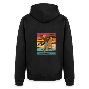 Retro Cowboy - Unisex Premium Bio Zip Hoodie - Schwarz - Hinten - Nico (187cm)