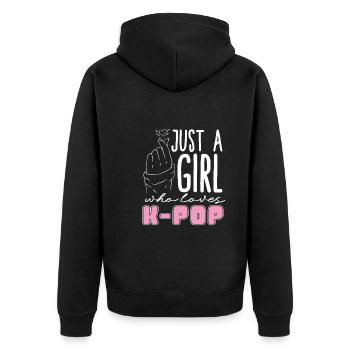 Koreanische Pop Musik Mädchen Geschenk K Pop - Unisex Premium Bio Zip Hoodie - Schwarz - Hinten - Nico (187cm)