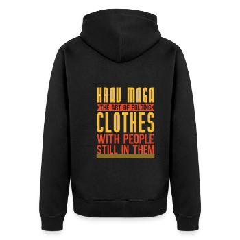 Israel Kampfsportler Geschenk Lustiges Krav Maga - Unisex Premium Bio Zip Hoodie - Schwarz - Hinten - Nico (187cm)