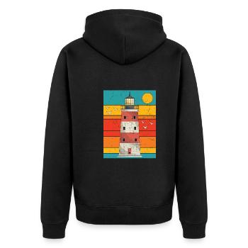 Rétro pleine lune mer cadeau phare - Veste à capuche bio Premium Unisexe - noir - Dos - Nico (187cm)