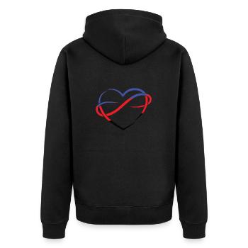 Polyherz im Fahnenlook - Unisex Premium Bio Zip Hoodie - Schwarz - Hinten - Nico (187cm)