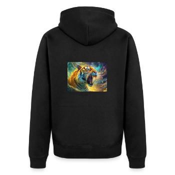 Tigre rugissant coloré - Veste à capuche bio Premium Unisexe - noir - Dos - Nico (187cm)