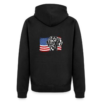 Weimaraner America Flag Dogs Hunting Dogs Wilsigns - Unisex Premium Organic Zip Hoodie - black - Back - Nico (187cm)