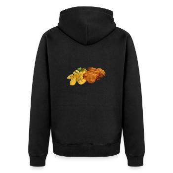 schnitzel - Unisex Premium Bio Zip Hoodie - Schwarz - Hinten - Nico (187cm)