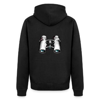 Binoculars / Observation / Observation / Adventure - Unisex Premium Organic Zip Hoodie - black - Back - Nico (187cm)