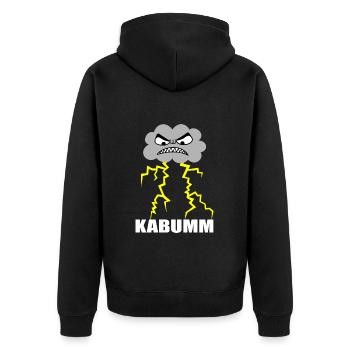 Blitz, Donner, Wetter, Gewitter, Zorn, Wut, Krach - Unisex Premium Bio Zip Hoodie - Schwarz - Hinten - Nico (187cm)