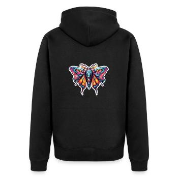 Motte / Tier / Insekt / Larve / Schädling - Unisex Premium Bio Zip Hoodie - Schwarz - Hinten - Nico (187cm)