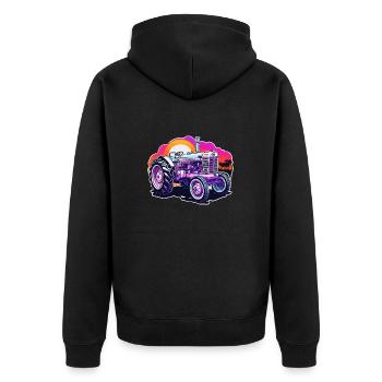 Traktor / Landwirtschaft / Bauer / Feldarbeit - Unisex Premium Bio Zip Hoodie - Schwarz - Hinten - Nico (187cm)