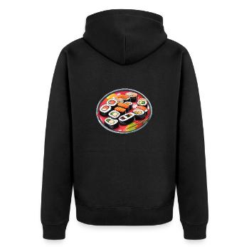 Sushi / Maki / Nigiri / Wasabi /Asian - Unisex Premium Organic Zip Hoodie - black - Back - Nico (187cm)