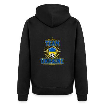 Ukraine - Unisex Premium Bio Zip Hoodie - Schwarz - Hinten - Nico (187cm)