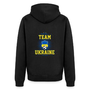 Ukraine - Unisex Premium Bio Zip Hoodie - Schwarz - Hinten - Nico (187cm)