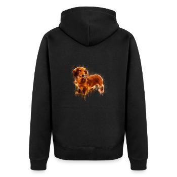 Dachshund Drawing - Unisex Premium Organic Zip Hoodie - black - Back - Nico (187cm)