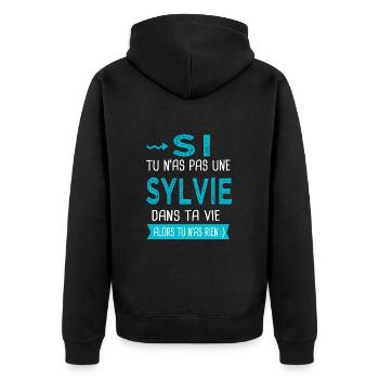 Sylvie Si tu n as pas une sylvie - Veste à capuche bio Premium Unisexe - noir - Dos - Nico (187cm)