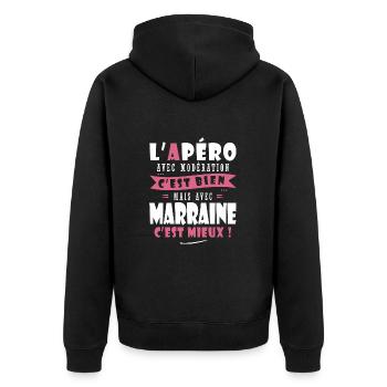 Marraine Cadeau Humour cadeau tatie soeur tata - Veste à capuche bio Premium Unisexe - noir - Dos - Nico (187cm)