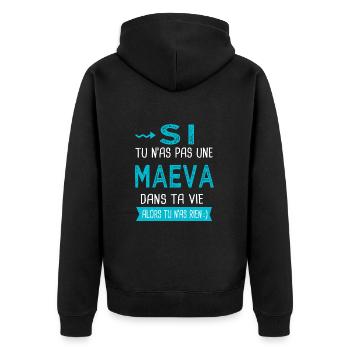 Maeva Si tu n as pas une maeva - Veste à capuche bio Premium Unisexe - noir - Dos - Nico (187cm)