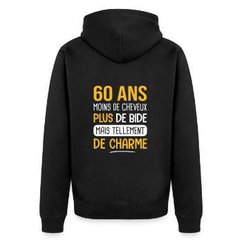 60 ans cadeau d'anniversaire 60 ans charmant - Veste à capuche bio Premium Unisexe - noir - Dos - Nico (187cm)