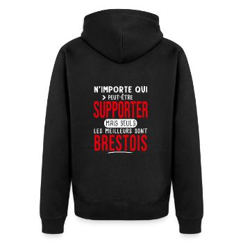 Brest Brestois supporter football brestois 29 - Veste à capuche bio Premium Unisexe - noir - Dos - Nico (187cm)
