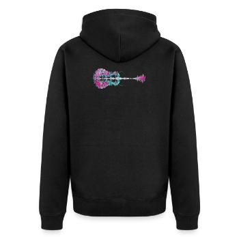 Natur Gitarre - Unisex Premium Bio Zip Hoodie - Schwarz - Hinten - Nico (187cm)
