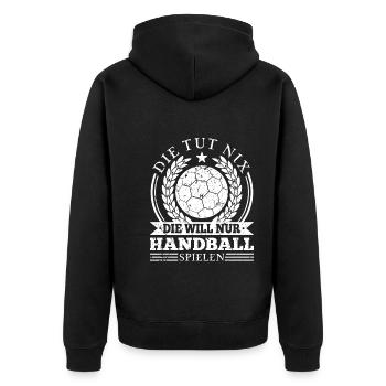 Handballspielerin Spruch Frauen Handball - Unisex Premium Bio Zip Hoodie - Schwarz - Hinten - Nico (187cm)