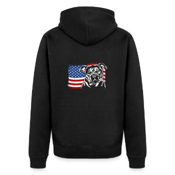 Old English Bulldog America Flag Dogs Wilsigns - Unisex Premium Organic Zip Hoodie - black - Back - Nico (187cm)