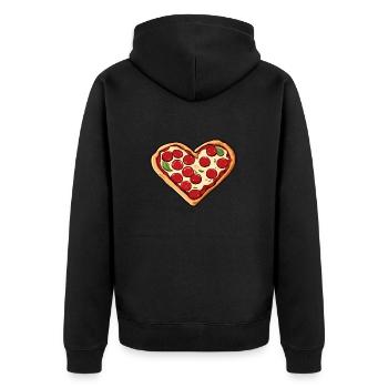 Pizza / Fast Food / Italienisch / Margherita - Unisex Premium Bio Zip Hoodie - Schwarz - Hinten - Nico (187cm)