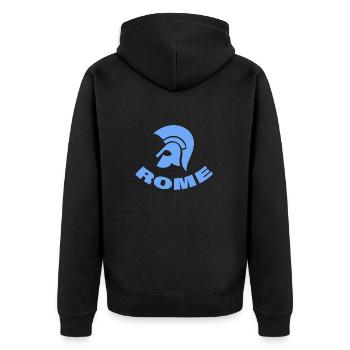 ROME - Unisex Premium Organic Zip Hoodie - black - Back - Nico (187cm)