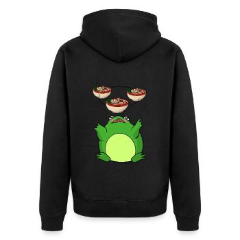 Anime Ramen und Frosch - Unisex Premium Bio Zip Hoodie - Schwarz - Hinten - Nico (187cm)