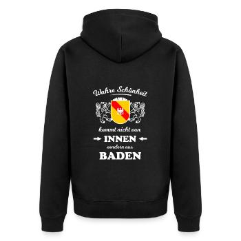 Schönheit aus dem Süden - Unisex Premium Bio Zip Hoodie - Schwarz - Hinten - Nico (187cm)