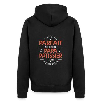 papa patissier cadeau cool papa - Veste à capuche bio Premium Unisexe - noir - Dos - Nico (187cm)