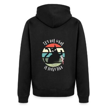 It's not what it looks like, Cat with knife - Unisex Premium Organic Zip Hoodie - black - Back - Nico (187cm)