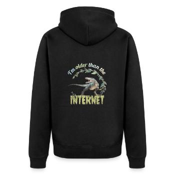 I’m older than the Internet + Dinosaur retro - Unisex Premium Bio Zip Hoodie - Schwarz - Hinten - Nico (187cm)