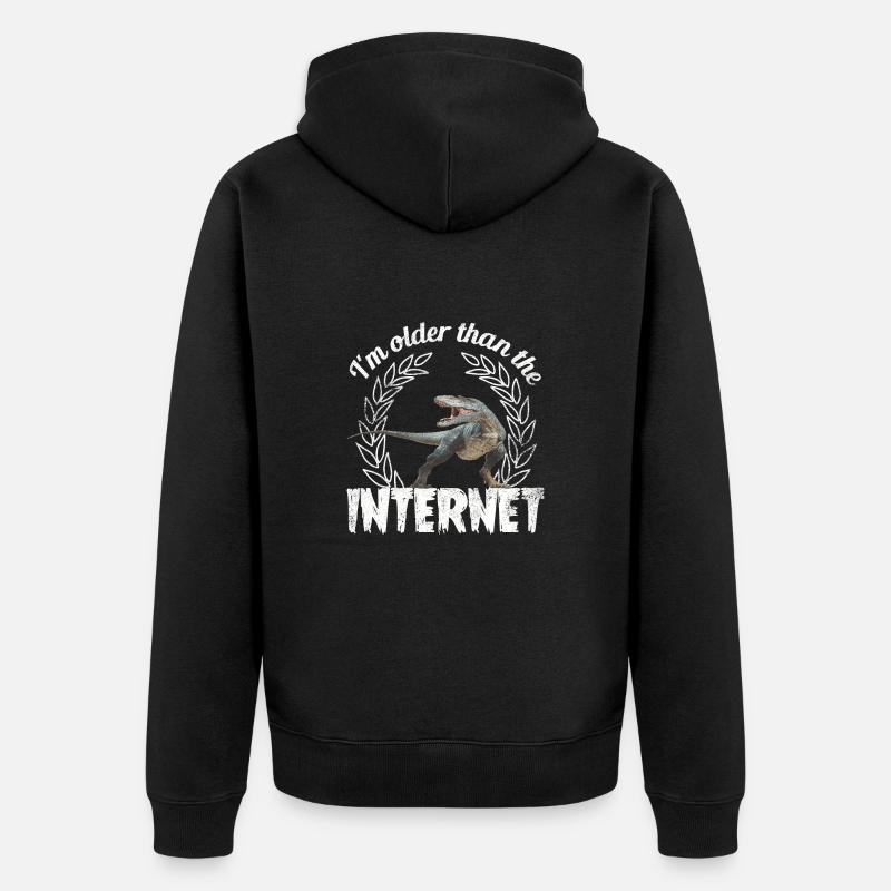 Je suis plus vieux qu’Internet + Dinosaure rétro - Veste à capuche bio Premium Unisexe - noir