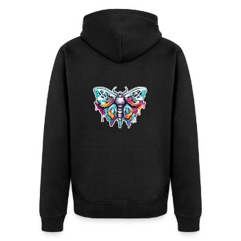Motte / Tier / Insekt / Larve / Schädling - Unisex Premium Bio Zip Hoodie - Schwarz - Hinten - Nico (187cm)
