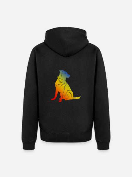 Border Collie Dog - Unisex Premium Organic Zip Hoodie - black