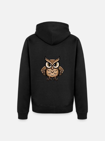 Eule Comic - Unisex Premium Bio Zip Hoodie - Schwarz