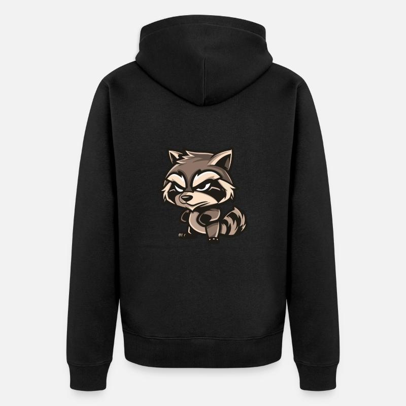 Waschbär Comic - Unisex Premium Bio Zip Hoodie - Schwarz