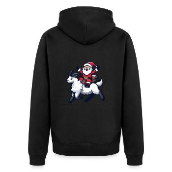 Bergziege Weihnachtsmann - Unisex Premium Bio Zip Hoodie - Schwarz - Hinten - Nico (187cm)